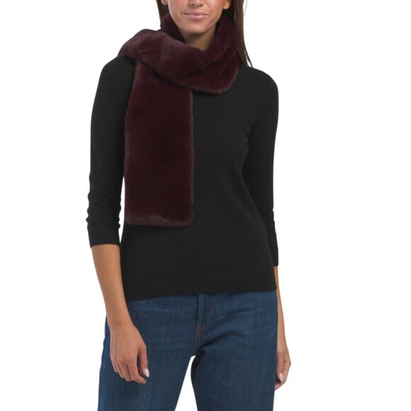 EUGENIA KIM Burgandy Soft Faux Fur Scarve